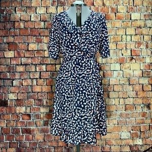 𝅺zizzi Women’s Ruffled V Neck Floral Dress Size Small Plus | 14